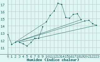 Courbe de l'humidex pour Holzkirchen