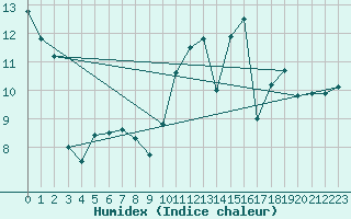 Courbe de l'humidex pour Cap Ferret (33)