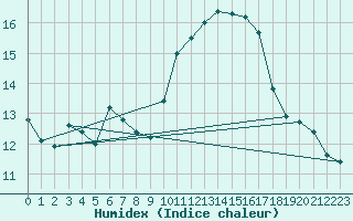 Courbe de l'humidex pour Saverdun (09)