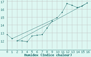 Courbe de l'humidex pour Neukirchen-Hauptschw