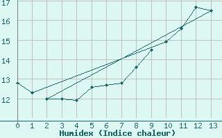 Courbe de l'humidex pour Neukirchen-Hauptschw