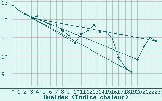 Courbe de l'humidex pour Florennes (Be)