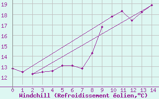 Courbe du refroidissement olien pour Schaerding
