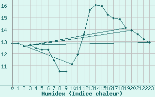 Courbe de l'humidex pour Saint-Hubert (Be)