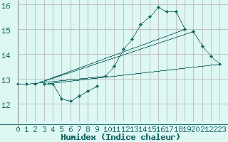 Courbe de l'humidex pour Charleroi (Be)