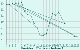 Courbe de l'humidex pour Salon-de-Provence (13)