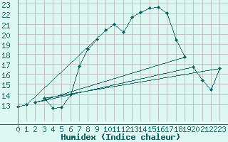 Courbe de l'humidex pour Slubice