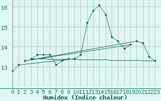 Courbe de l'humidex pour Florennes (Be)