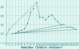 Courbe de l'humidex pour Schleiz