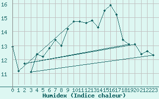 Courbe de l'humidex pour Ble - Binningen (Sw)