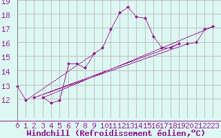 Courbe du refroidissement olien pour Machichaco Faro