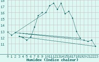 Courbe de l'humidex pour Schleswig