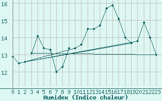 Courbe de l'humidex pour Ble - Binningen (Sw)