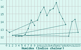 Courbe de l'humidex pour Sierra Nevada