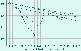 Courbe de l'humidex pour Charleroi (Be)