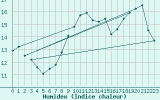 Courbe de l'humidex pour Capel Curig