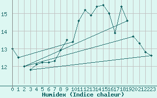 Courbe de l'humidex pour Neufchtel-Hardelot (62)