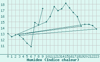 Courbe de l'humidex pour Neuchatel (Sw)