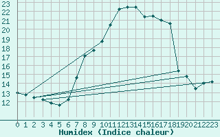 Courbe de l'humidex pour Beja