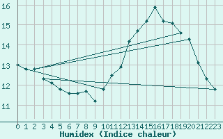Courbe de l'humidex pour Brigueuil (16)