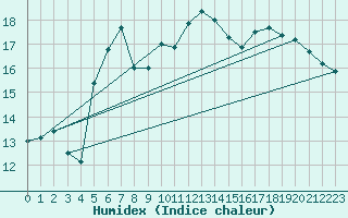 Courbe de l'humidex pour Ruhnu