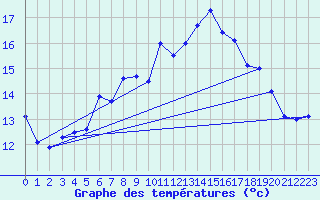 Courbe de tempratures pour Apelsvoll