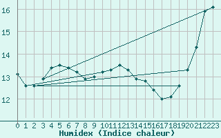 Courbe de l'humidex pour Sorcy-Bauthmont (08)