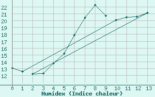 Courbe de l'humidex pour Gera-Leumnitz