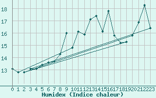 Courbe de l'humidex pour Market