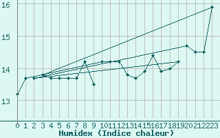 Courbe de l'humidex pour Cape Willoughby