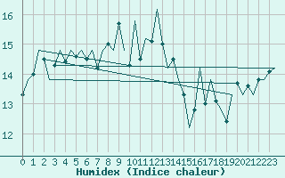 Courbe de l'humidex pour Vlieland