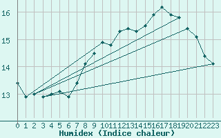 Courbe de l'humidex pour Bischofshofen