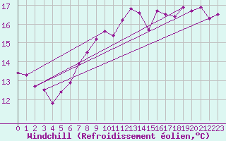Courbe du refroidissement olien pour Shoeburyness