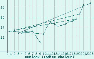 Courbe de l'humidex pour Ile du Levant (83)