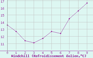 Courbe du refroidissement olien pour Heckelberg