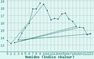 Courbe de l'humidex pour Chojnice