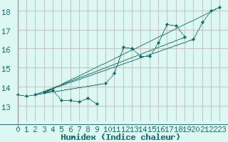 Courbe de l'humidex pour Senzeilles-Cerfontaine (Be)