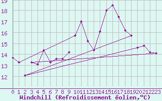 Courbe du refroidissement olien pour Ile d