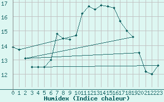 Courbe de l'humidex pour Kocelovice