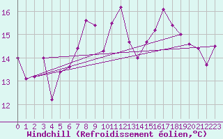 Courbe du refroidissement olien pour Capel Curig