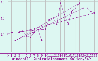 Courbe du refroidissement olien pour Bad Lippspringe