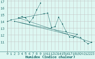 Courbe de l'humidex pour Lelystad