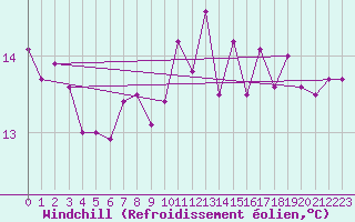Courbe du refroidissement olien pour Magilligan