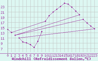 Courbe du refroidissement olien pour Zamora