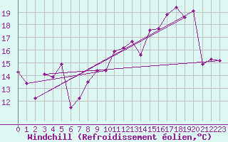 Courbe du refroidissement olien pour Ile Rousse (2B)