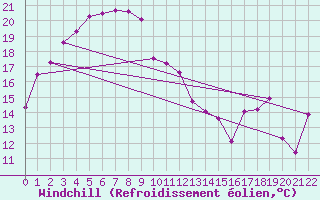 Courbe du refroidissement olien pour Millendon (Swan Valley)