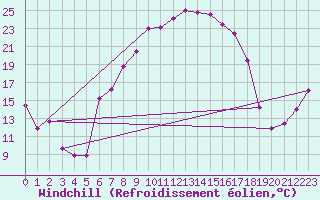 Courbe du refroidissement olien pour Bad Lippspringe