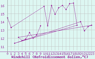 Courbe du refroidissement olien pour Coimbra / Cernache