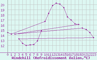 Courbe du refroidissement olien pour Elblag