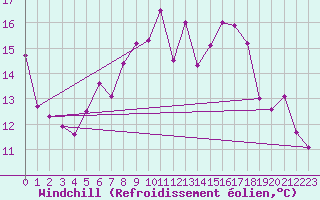 Courbe du refroidissement olien pour Bad Marienberg